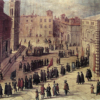 Giovanni Stradano. Procession du Corpus Domini sur la place S. Giovanni (16e s.; fresque, Palazzo Vecchio)